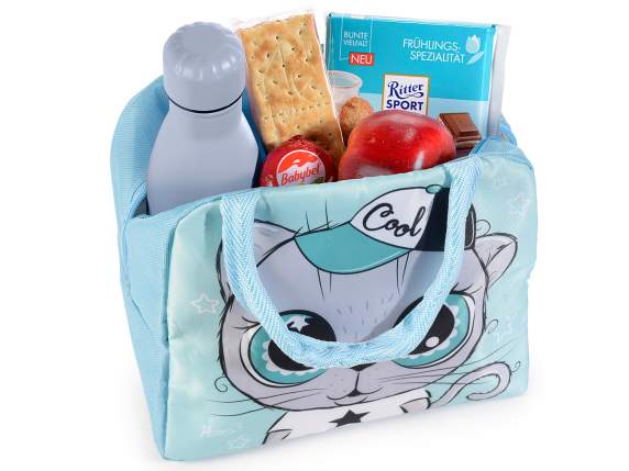Borsa termica-lunch bag c-manici e zip stampa KidsAnimal