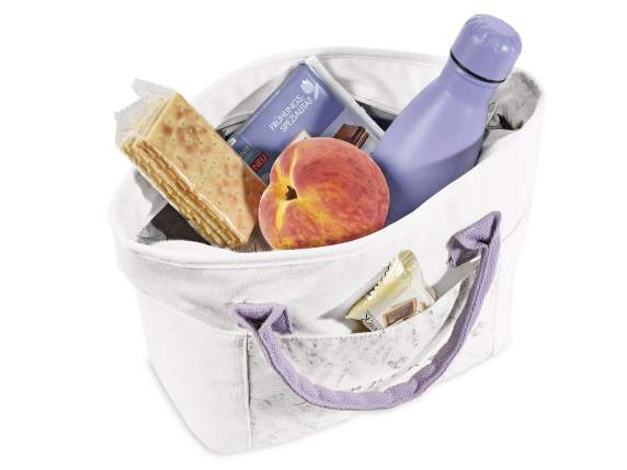 Borsa termica-lunch bag Lavanda con tasche, manici e zip