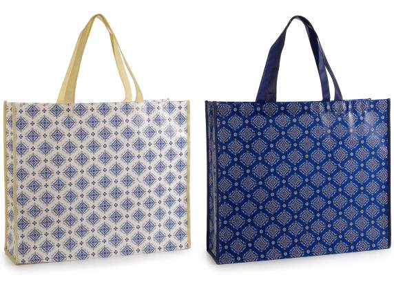 Borsa in tessuto non tessuto 21L con stampa maiolica