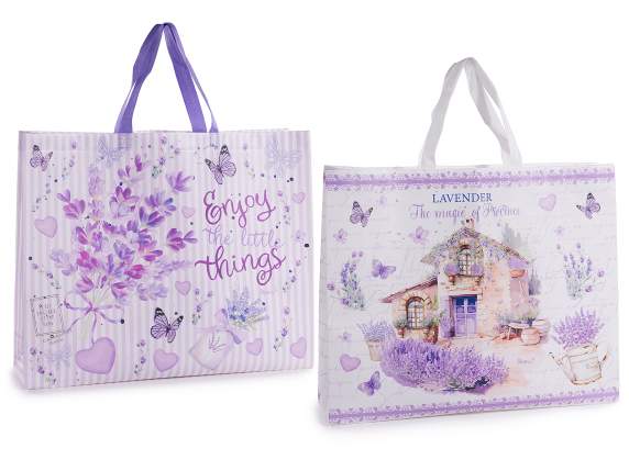 Borsa in tessuto non tessuto 21L con stampa lavanda