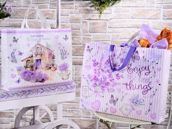 Borsa in tessuto non tessuto 21L con stampa lavanda