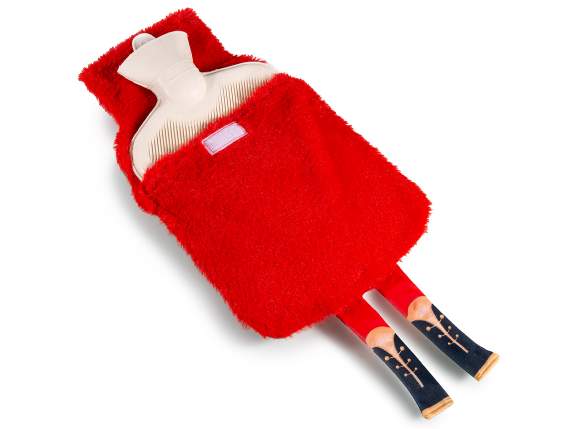 Borsa acqua calda 1,5 L rivestimento eco-fur, pompon e gambe