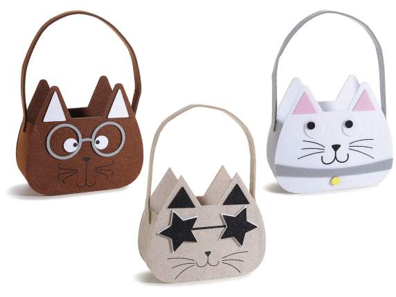 Borsetta in panno decorato forma gattini