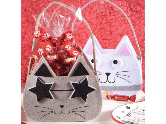 Borsetta in panno decorato forma gattini