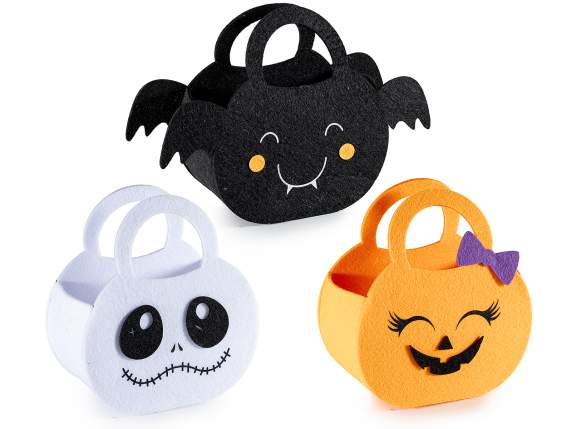Borsetta in panno con decorazioni Halloween in rilievo