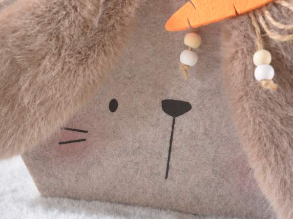 Borsetta in panno a coniglietto con morbide orecchie eco-fur