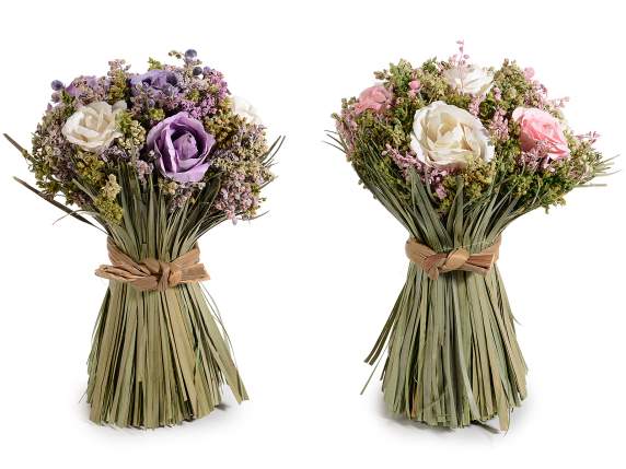 Bouquet di fiorellini e rose artificiali