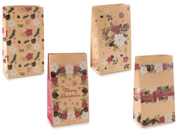 Sacchetto in carta kraft con stampa natalizia