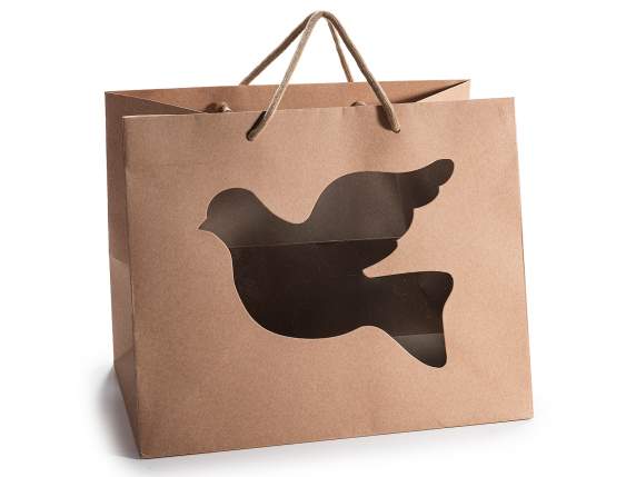 Borsa pasquale in carta kraft con finestra a colomba