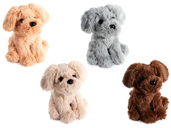 Cagnolino seduto di peluche con cordino