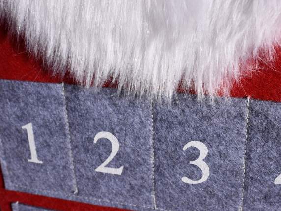 Calendario Avvento con Babbo Natale in panno da appendere