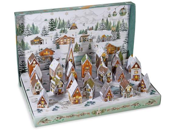 Set calendario dellAvvento in carta con 24 casette
