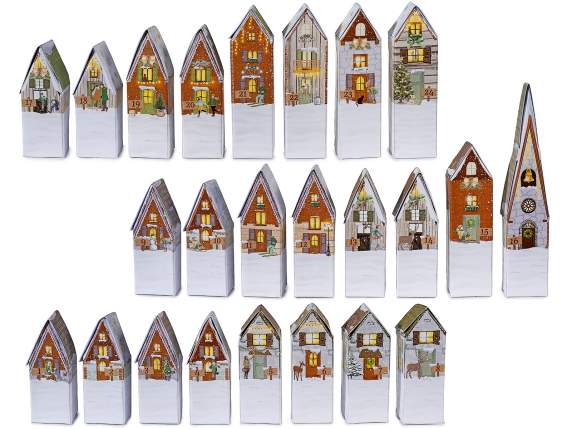 Set calendario dellAvvento in carta con 24 casette