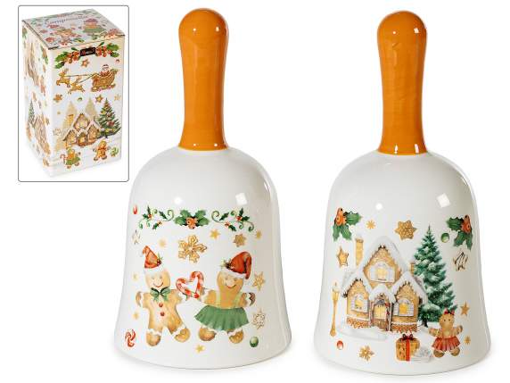 Campanella in ceramica con decori pan di zenzero