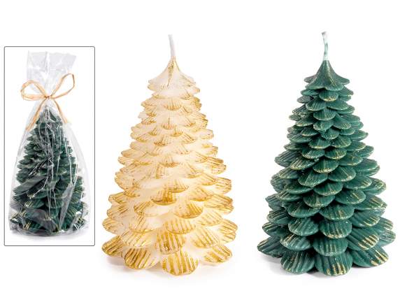 Candela albero di Natale con rami effetto oro spazzolato