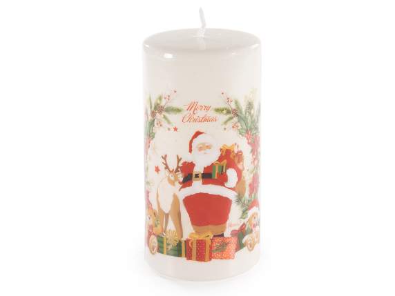 Candela con decoro di Natale e scritta Merry Christmas