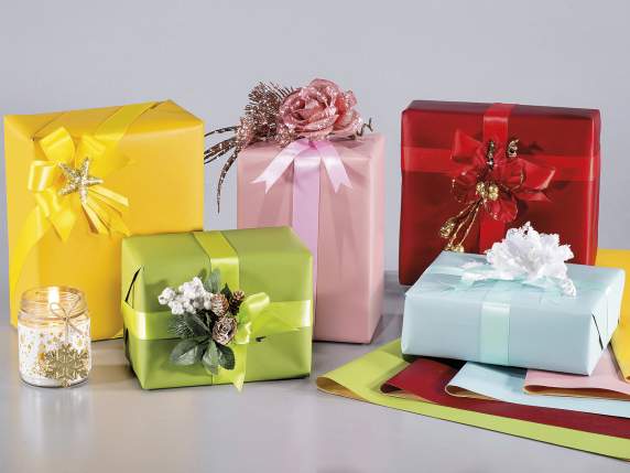 Confezione 50 fogli carta regalo kraft colorata