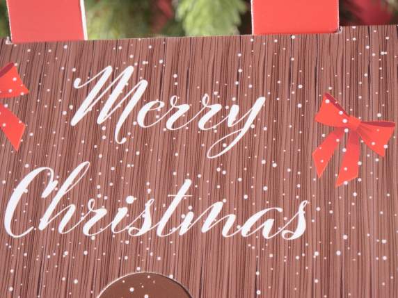 Scatola a casetta con manico in carta con stampe natalizie