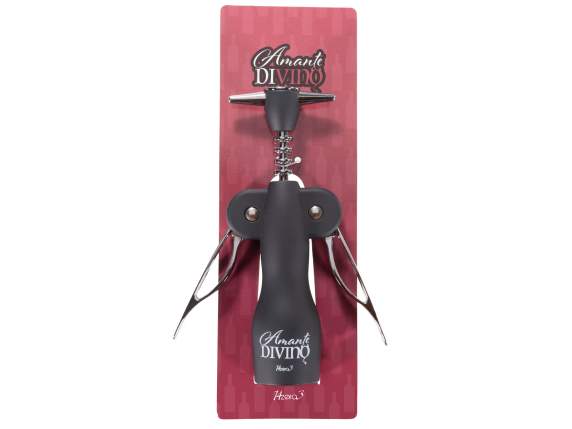 Cavatappi vino in acciaio inox in blister con scritte