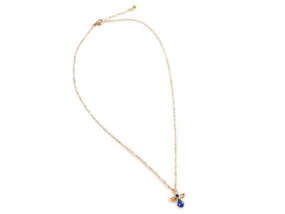 Collana metallo con angioletto e pietra sintetica colorata