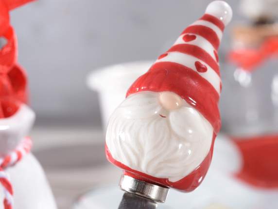 Spalma marmellata acciaio c-manico Babbo Natale in ceramica