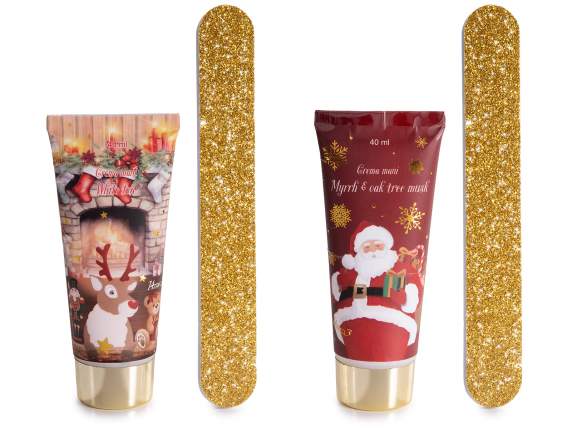 Confezione regalo natalizia con crema mani 40 ml e lima