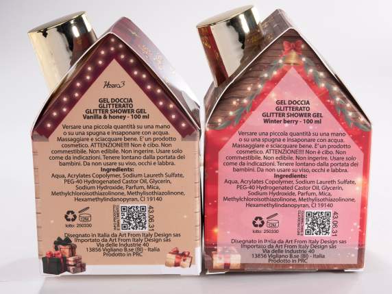 Confezione regalo natalizia con gel doccia glitterato 100 ml