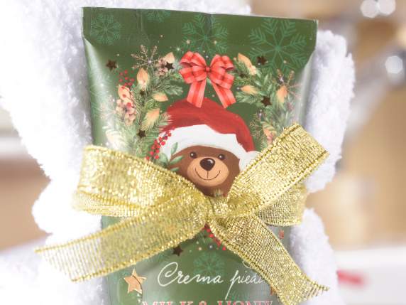 Conf.regalo natalizia con crema piedi profumata e calzini
