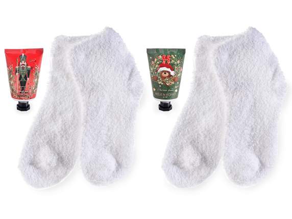 Conf.regalo natalizia con crema piedi profumata e calzini