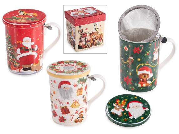 Conf. regalo tazza tisaniera 350 ml con filtro e coperchio