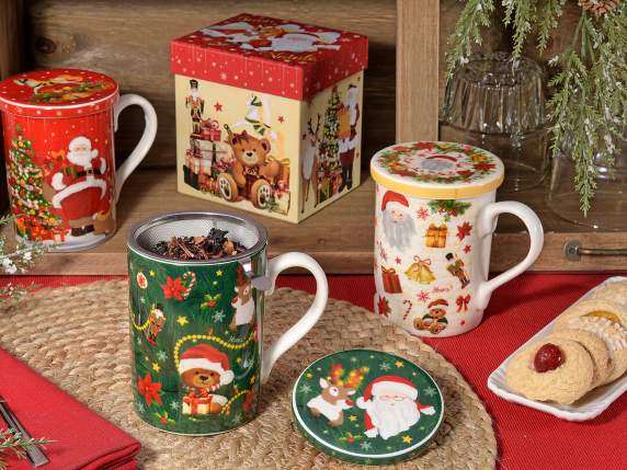 Conf. regalo tazza tisaniera 350 ml con filtro e coperchio