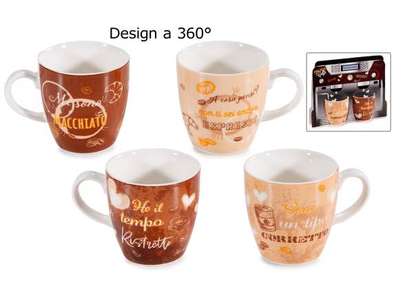 Conf. a macchina del caffè con 2 tazzine 70 ml in porcellana