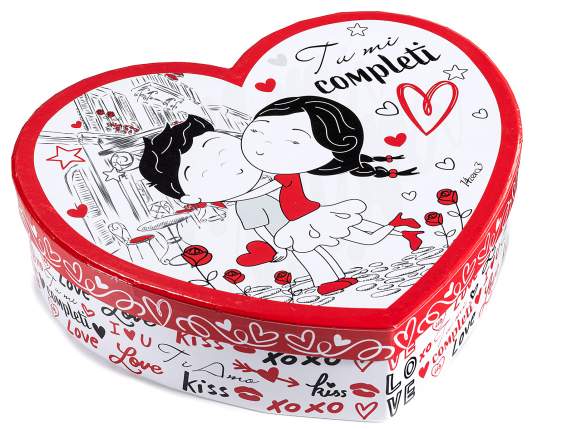 Conf. a cuore con 2 tazzine 80 ml e piattini in porcellana