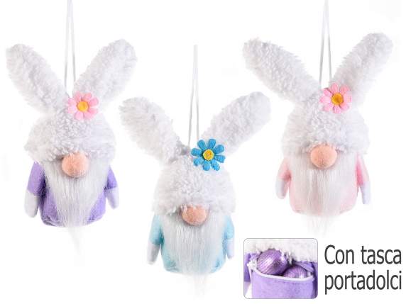 Gnomo portadolci con orecchie da coniglietto da appendere