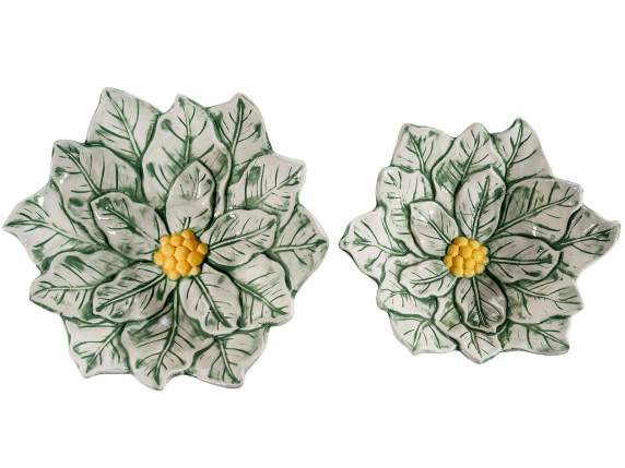 Set 2 contenitori ceramica a Stella di Natale bianca