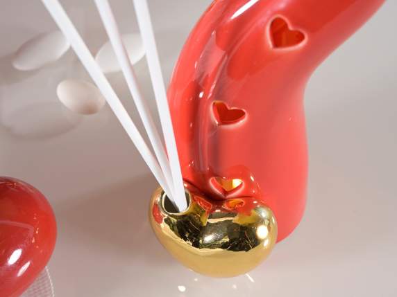Cornetto portafortuna porcellana LED e stick per profumare