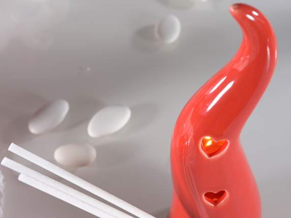 Cornetto portafortuna porcellana LED e stick per profumare