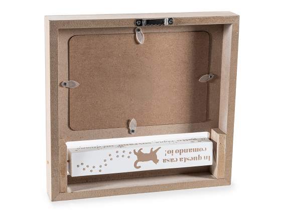 Portafoto in legno con decori cani gatti e scritta girevole