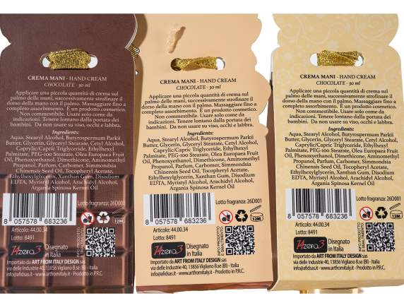 Confezione regalo con crema mani 30ml stampa cioccolato