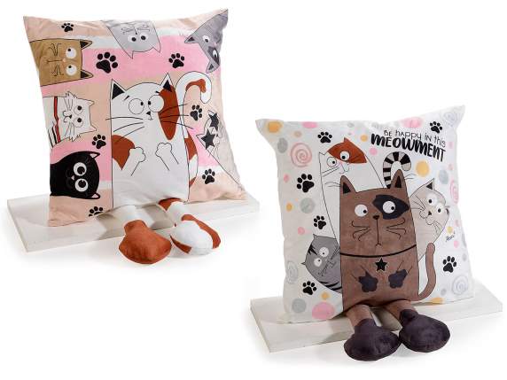 Cuscino sfoderabile Funny Cats gambelunghe con luci led
