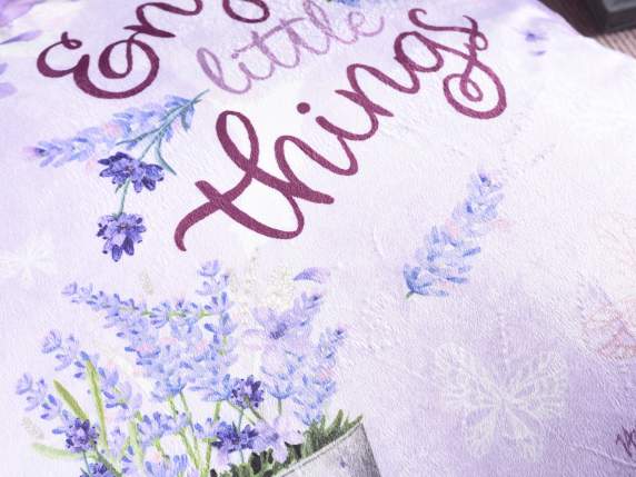Cuscino imbottito sfoderabile con pompon Lavanda
