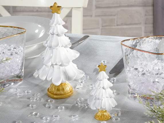Set 2 alberi in resina con stella e base oro da appoggiare