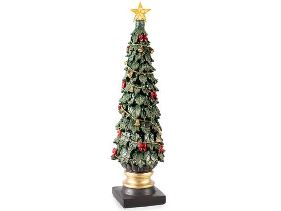 Albero di Natale in resina con stella luminosa e luci LED