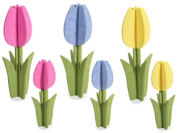 Set 2 tulipani in panno colorato