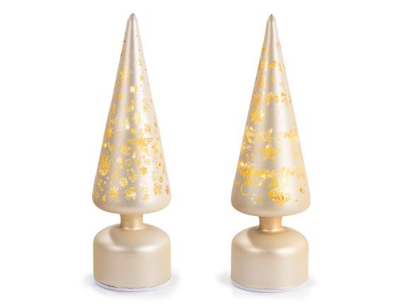 Albero di Natale girevole in vetro decorato con luci LED