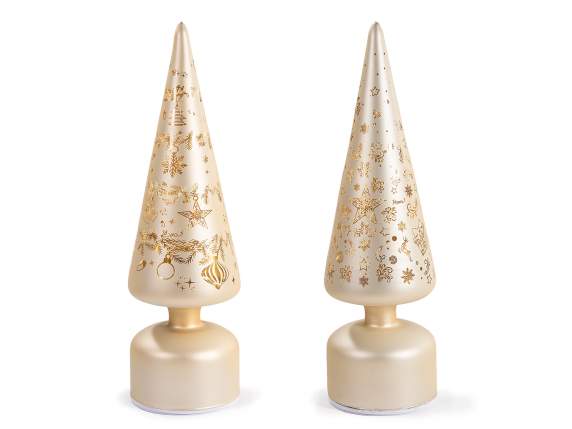 Albero di Natale girevole in vetro decorato con luci LED