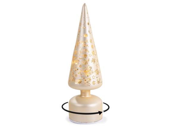 Albero di Natale girevole in vetro decorato con luci LED