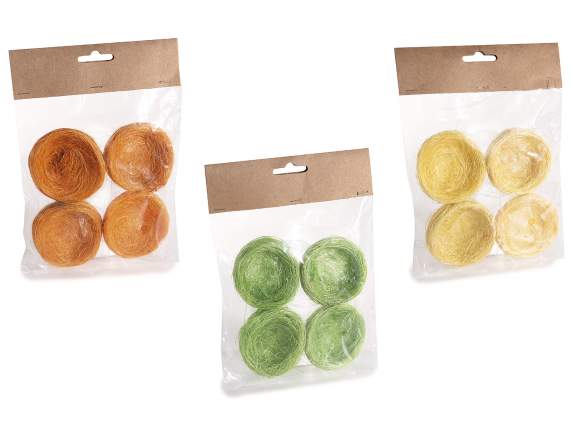 Confezione 4 nidi colorati in paglia artificiale
