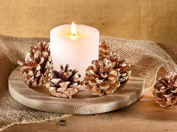 Confezione 9 pigne naturali dorate