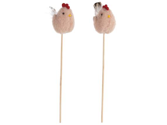 Gallinella in morbido eco-fur con coda di piume e stick